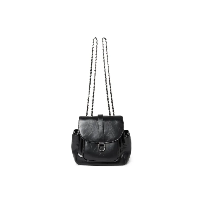 JONBAG Synthetic Leather Backpack Handbag Medium Size Women's Metallic Silver Black-7