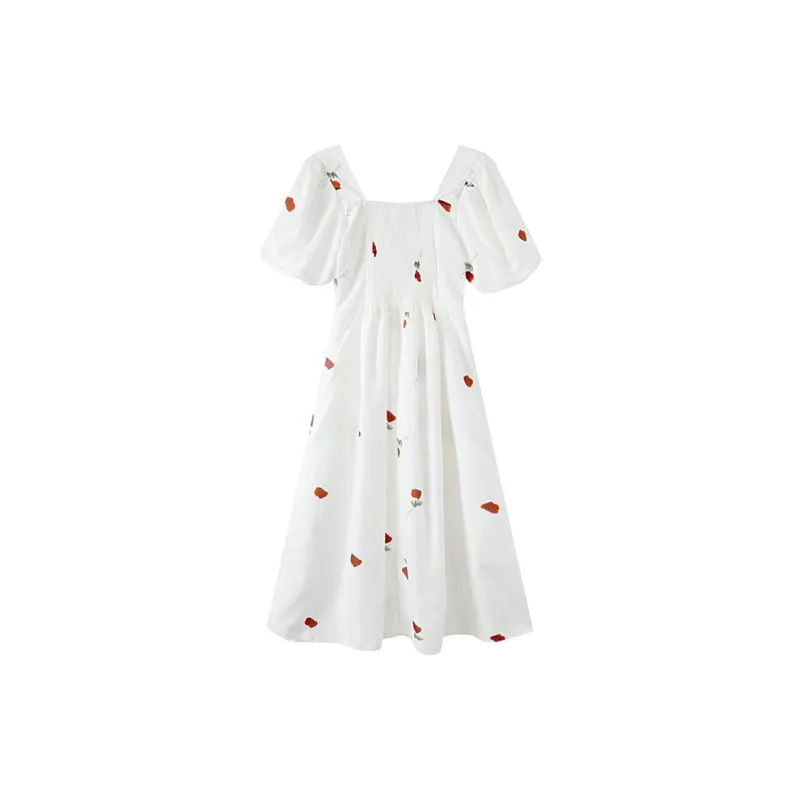JOSR Short Sleeved Dresses Women's White-1