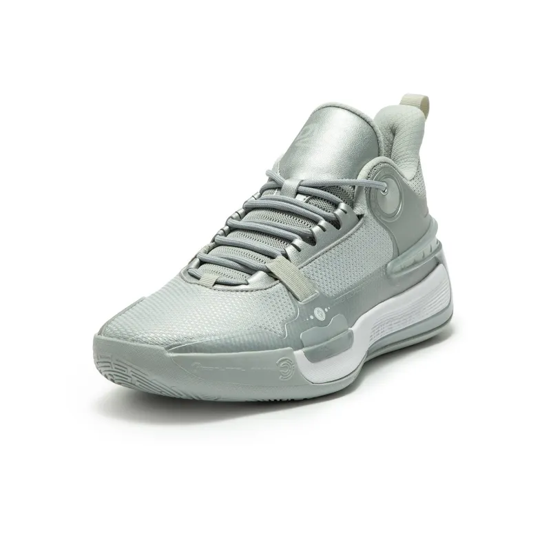 361° Cushioning Wear Resistant Low Top Basketball Shoes Men's Silver White-2