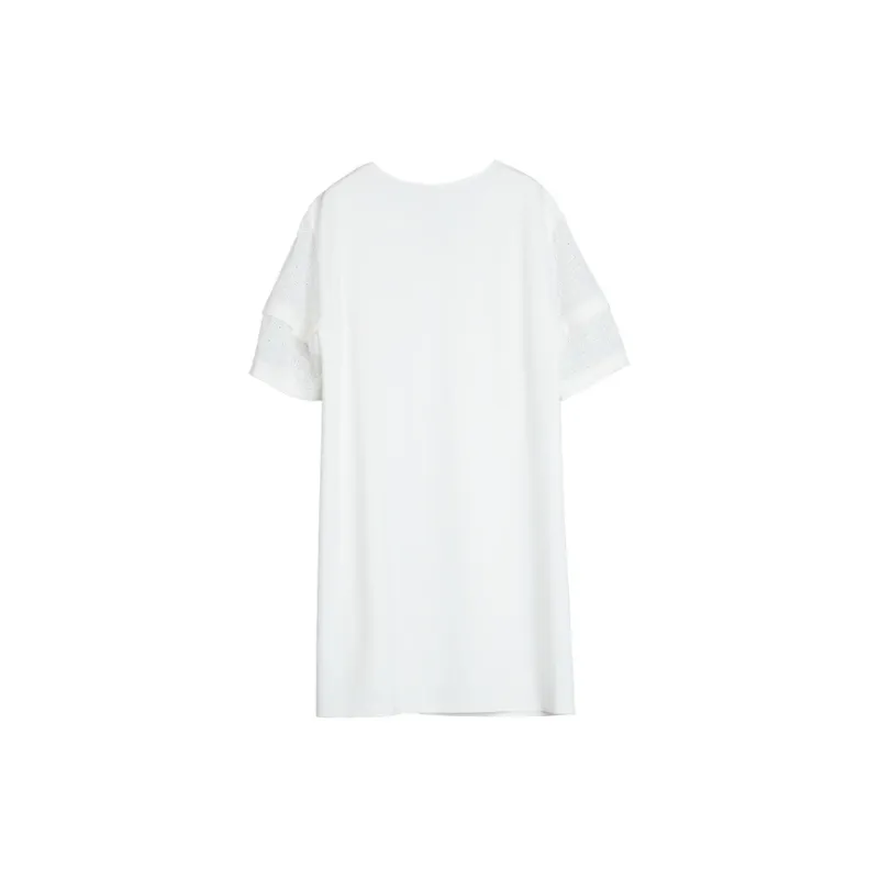 ELLE Short Sleeved Dress Women's White-1