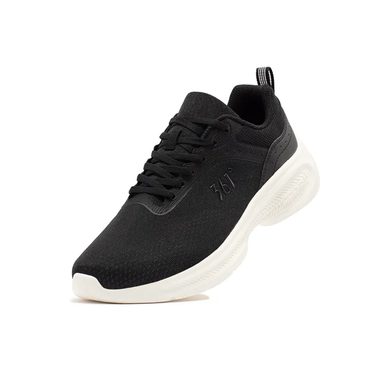 361° Cushioned Anti-Slip Wear-Resistant Breathable Lightweight Low-Top Casual Running Shoes Men's Black White-3