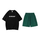 Black T-Shirts+Dark Green Shorts