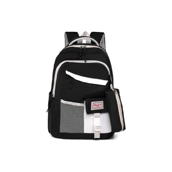 GEERDUN Water Repellent Fabric Backpack Unisex Black/Purple/Blue/Green/Pink
