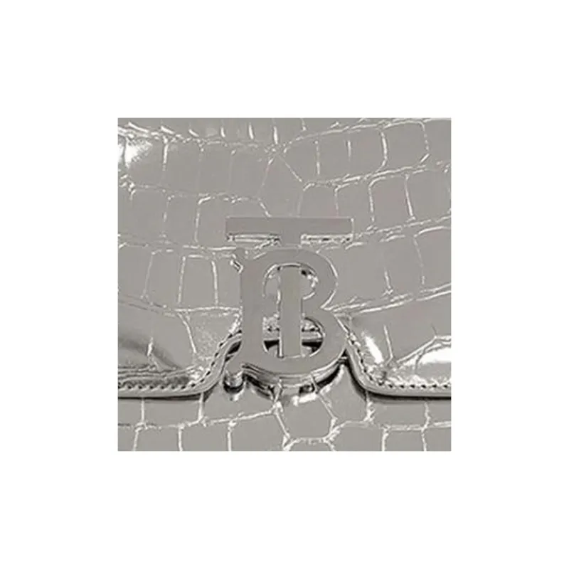 Burberry Polyurethane And Polyester Blend Shoulder Bag Women's Silver-6