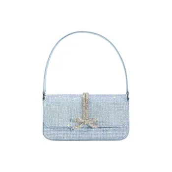 Self portrait Fabric Shoulder Bag, Handbag Medium Size Women's Light Denim Blue