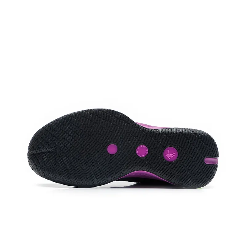 QIAODAN Uh huh Cushioning Wear Resistant Mid Top Basketball Shoes Men's Black Purple-4