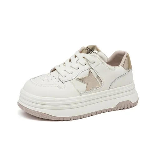 Satchi Skateboard Shoes Women's Low-Top White Gold