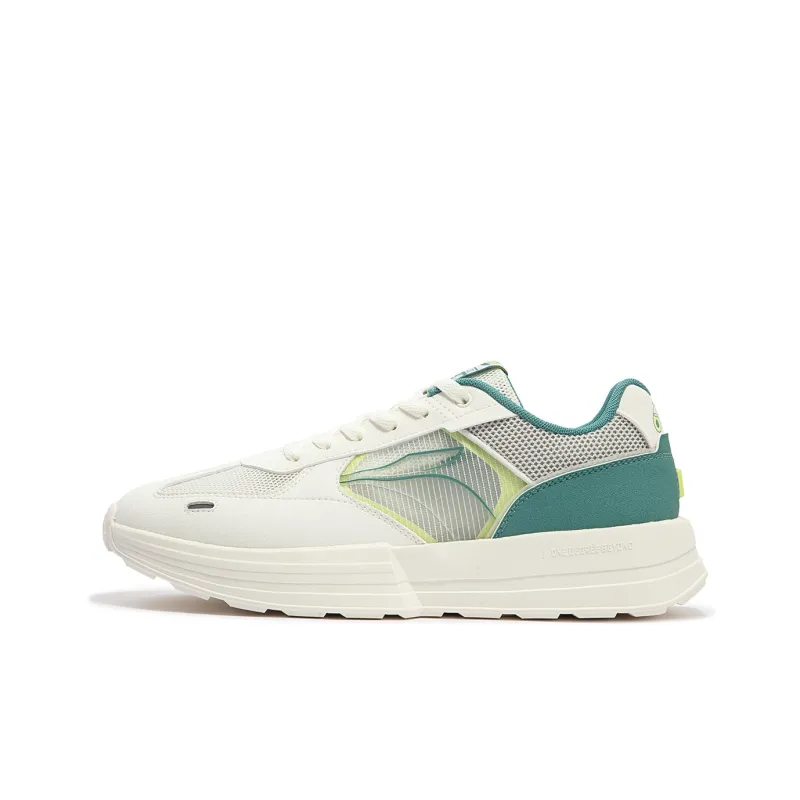 361° Cushioned Wear-Resistant Lightweight Low-Top Casual Running Shoes Men's White Green-0