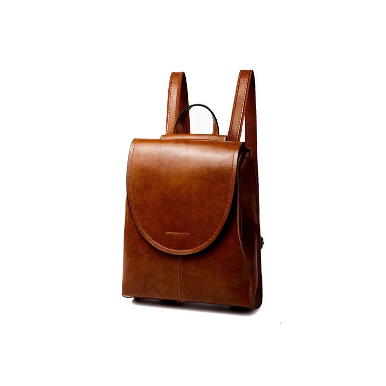 TTaG．baG Waxed Cow Leather Backpack Women's Brown/Black/Coffee/Green-1