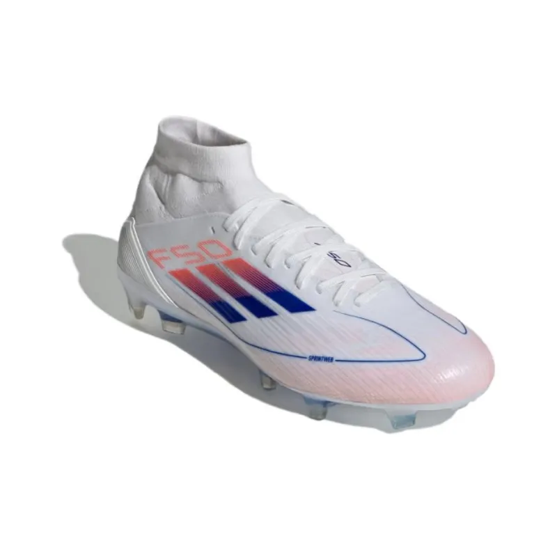 Adidas F50 Pro Mid Cut Fg Cloud White Lucid Blue Solar Red Women's-2
