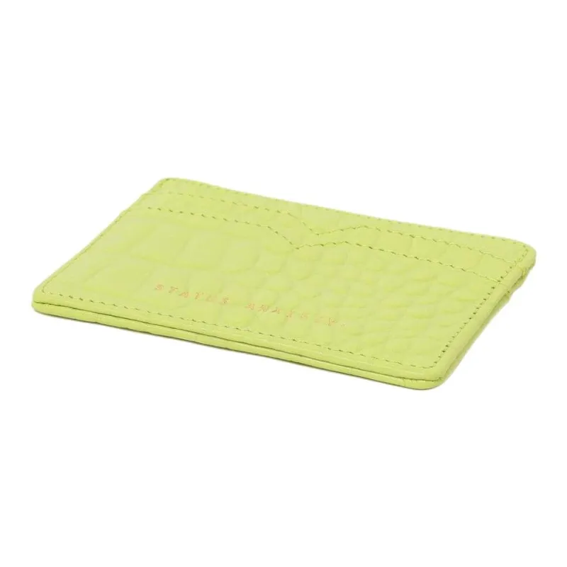 Beams Cow Leather Card Clip Card Holder Women's Pink/Yellow-2