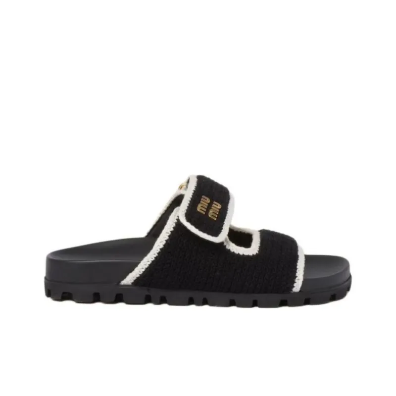 MIU MIU Slide Slippers Women's Black-1