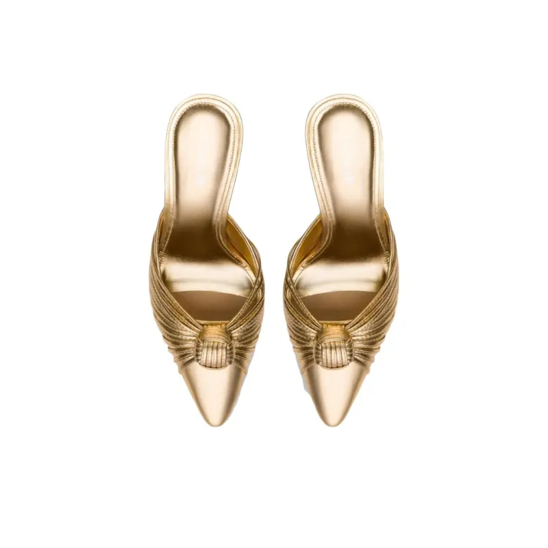 Larroude Closed Toe Slippers 9.6cm Women's Gold-4