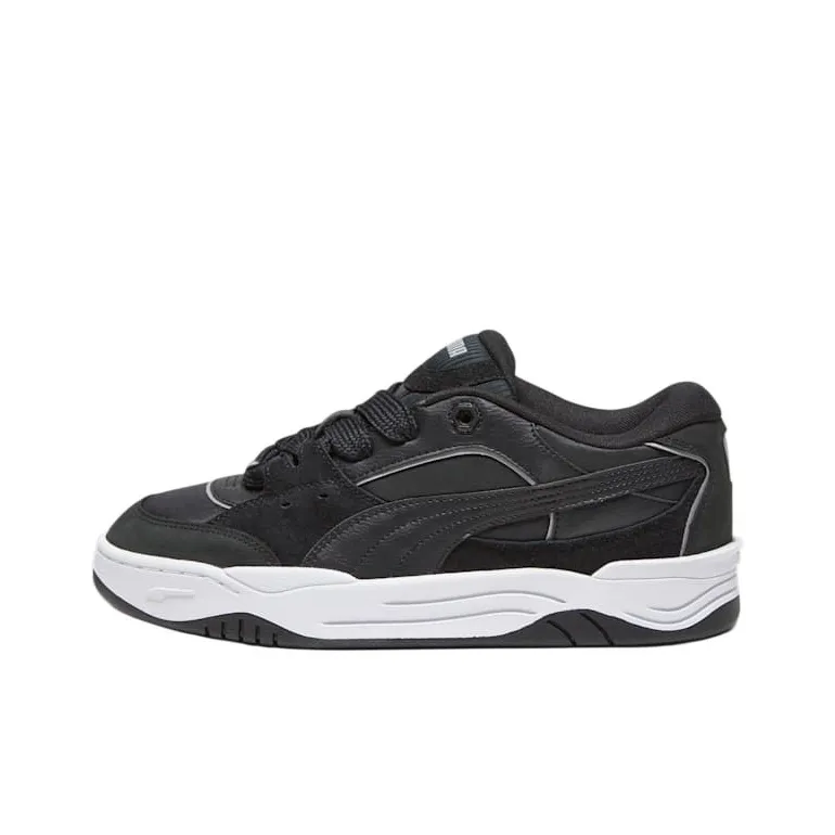 PUMA 180 Leather Anti Slip Wear Resistant Low Top Casual Shoes Unisex Black White-0