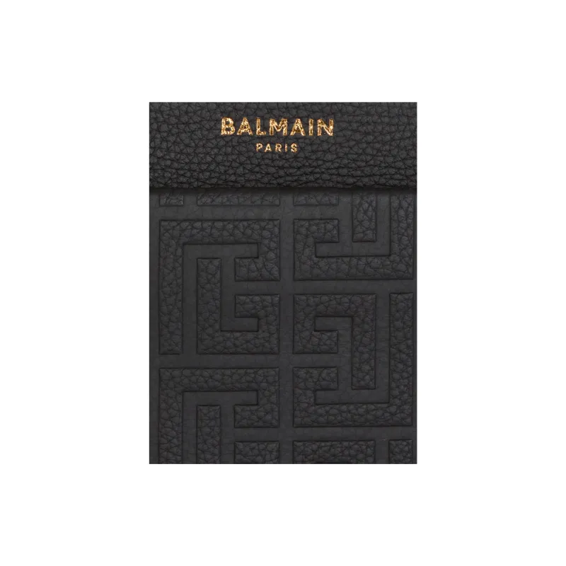 BALMAIN Grain Calfskin Crossbody Bag, Shoulder Bag Women's Black-5