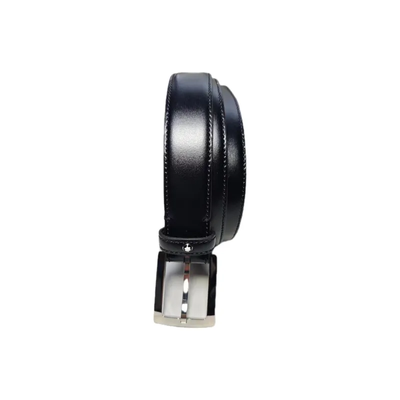 MONTBLANC Logo Design Pin Buckle Cow Leather Leather Belts Men's Black Width: 3cm-1
