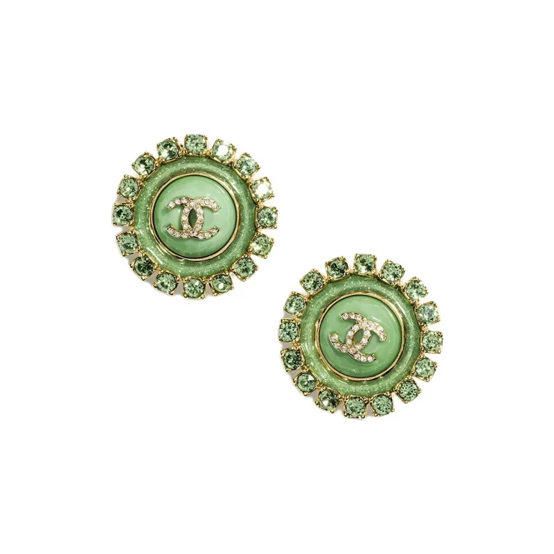 CHANEL Metal Earrings Women's Green-1
