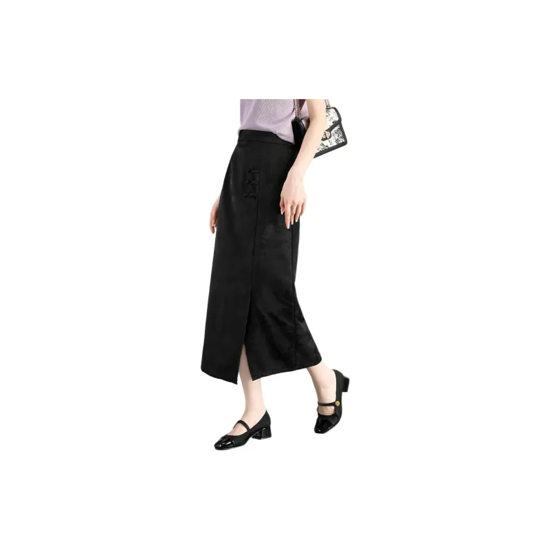 TERRE BLEUE Casual Long Skirt Women's Black-2