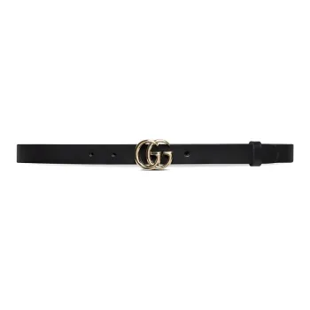 GUCCI Logo Identification Leather Belts Women's Black Width 2CM
