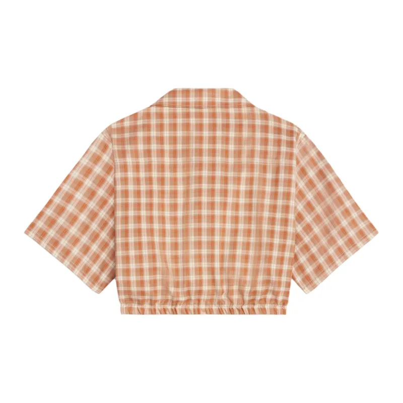 CELINE Checked Button Up Cropped Shirt-1