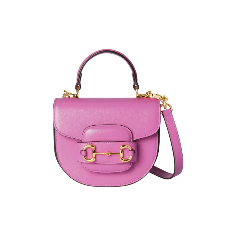 GUCCI Horsebit 1955 Leather Shoulder Bag Crossbody Bag Handbag Mini Women's Pink-0
