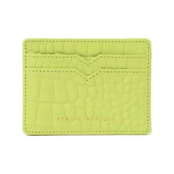 Beams Cow Leather Card Clip Card Holder Women's Pink/Yellow