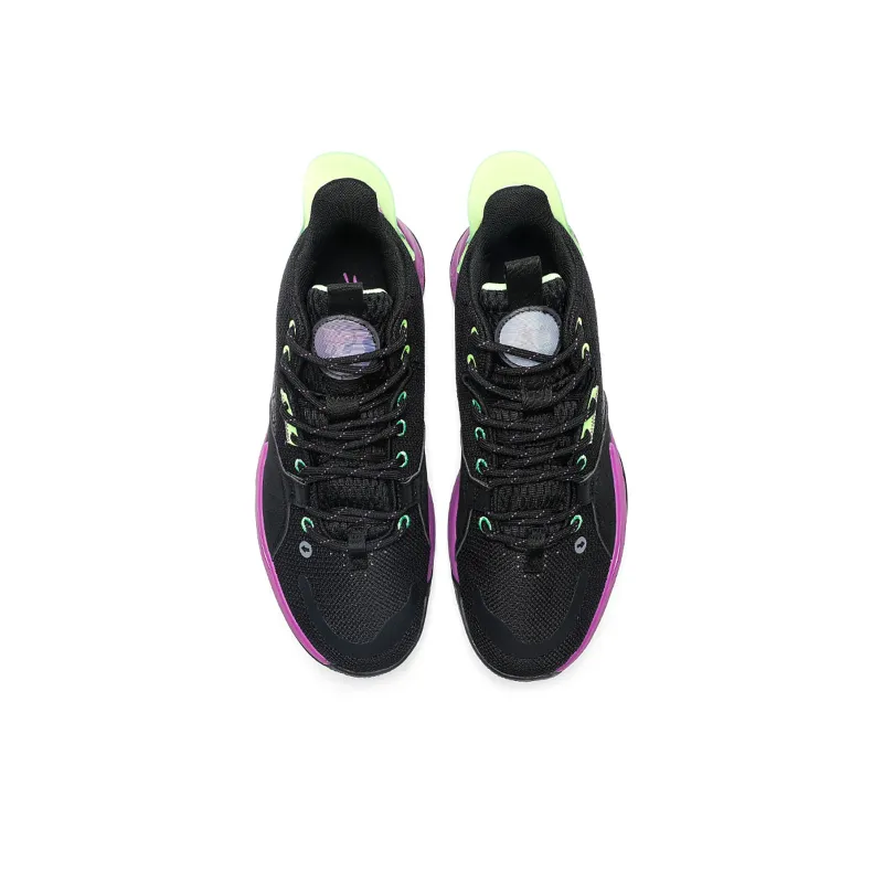 QIAODAN Uh huh Cushioning Wear Resistant Mid Top Basketball Shoes Men's Black Purple-2