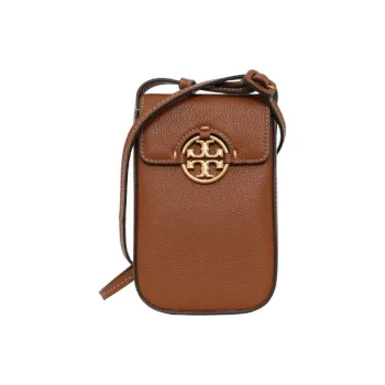 TORY BURCH Leather Mobile Phone Crossbody Bag Mini Women's Light Tea Brown