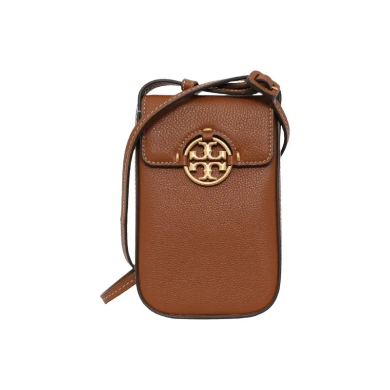 TORY BURCH Leather Mobile Phone Crossbody Bag Mini Women's Light Tea Brown-0