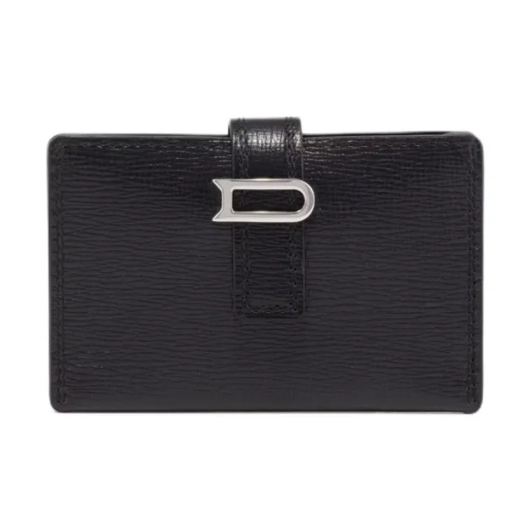 Delvau Opera Calf Grain Cow Leather Card Holder Women's Black-0