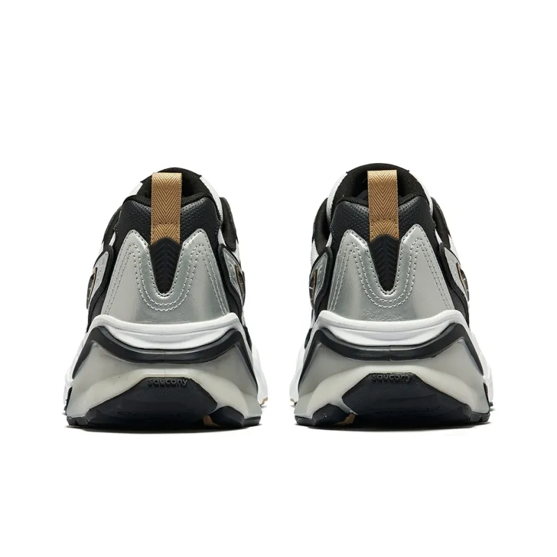 Saucony Low Top Running Shoes Unisex Silver Black White-4