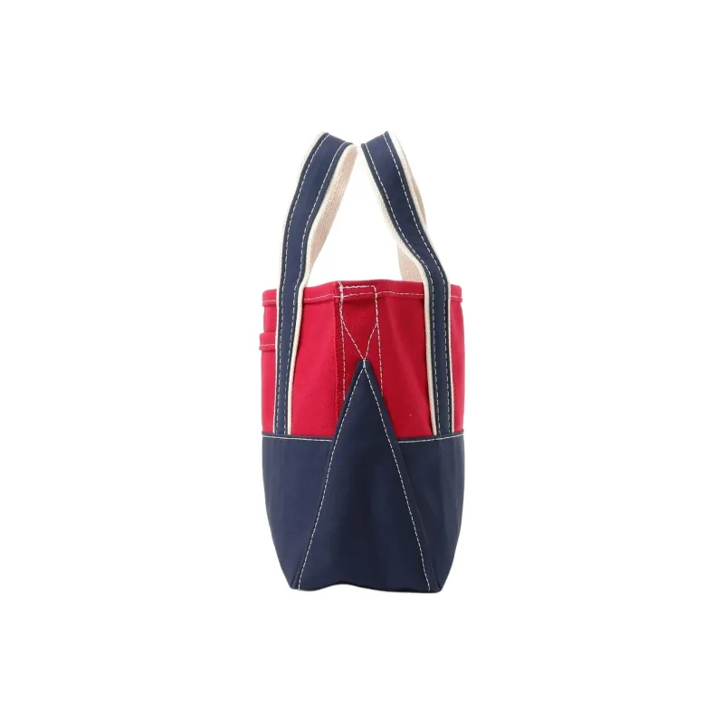 Beams LLBean X Beams Plus 100% Cotton Handbag Unisex Red With Marine Blue/NAVY/GREEM-1