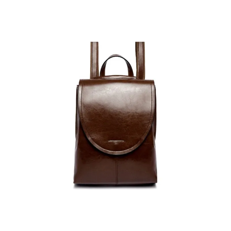 TTaG．baG Waxed Cow Leather Backpack Women's Brown/Black/Coffee/Green-12