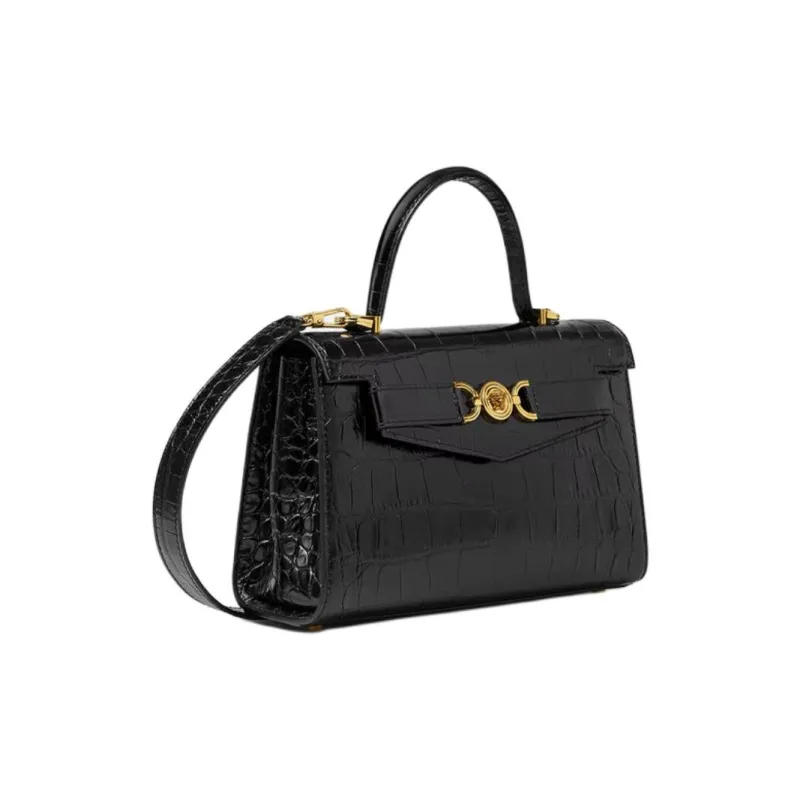 FANSIZHE Medusa '95 Cow Leather Shoulder Bag, Crossbody Bag, Handbag Medium Size Women's Black & Gold-1
