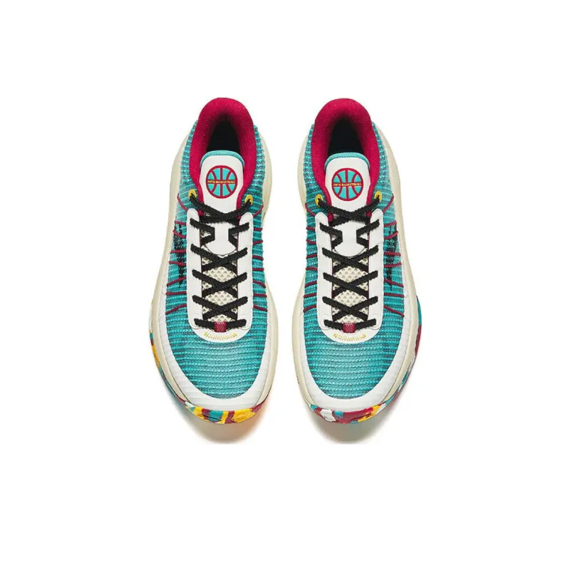 Anta 3 Point Rain Lite V2 Cushioning Low Top Basketball Shoes Men's Green White Red-2