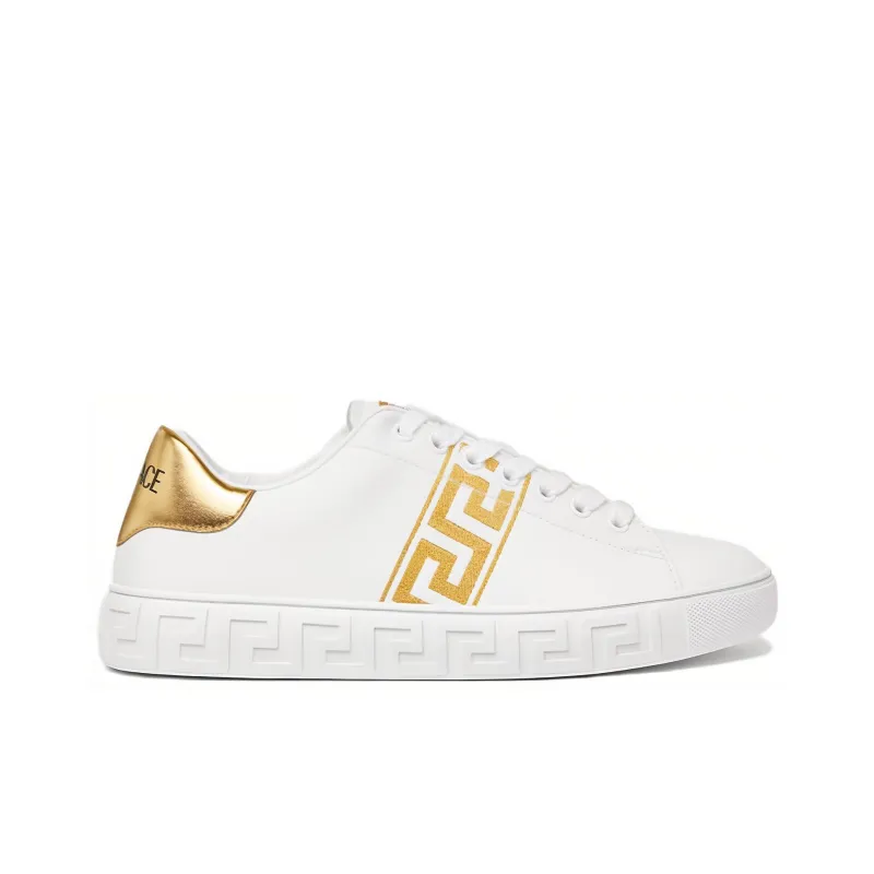 VERSACE Embroidered Greca Sneaker 'White Gold'-1