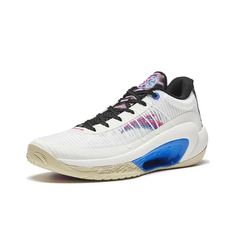 Anta 3 Point Rain Lite V2 Cushioning Low Top Basketball Shoes Men's White Black Red-1