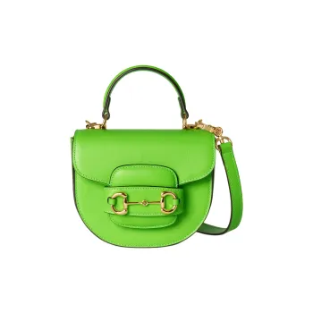 GUCCI Horsebit 1955 Leather Shoulder Bag Crossbody Bag Handbag Mini Women's Electric Green