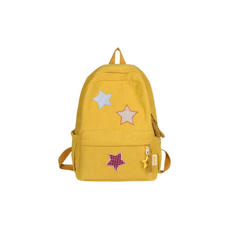 Deli Bear Corduroy Large Backpack Women's Red/Yellow/Khaki/White/Black/Green-5