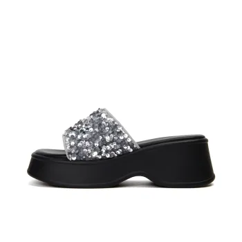 PT'SON PU Polyurethane Sequins Slip Resistant Slide Slippers Women's