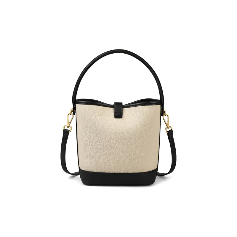 MILLIE'S Cow Leather Patchwork Synthetic Leather Handbags Shoulder Bag Crossbody Bag Regular Women's Black & White-4