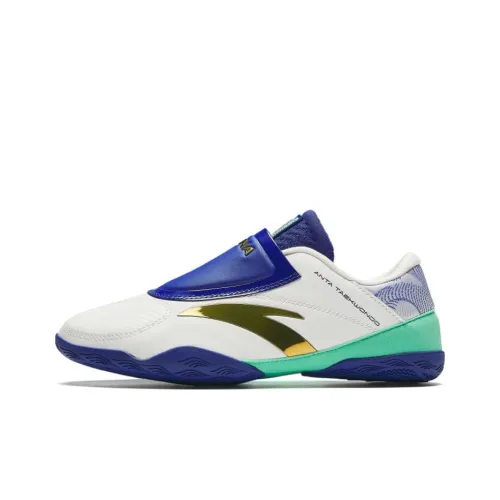 Anta Slip Resistant Low Top Training Shoes Men's White Blue Gold