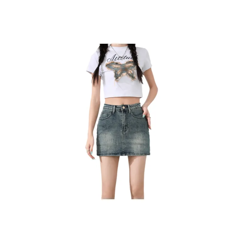 ZAZN Denim Short Skirts Women's Nostalgic Blue-15