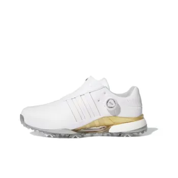 Adidas Tour360 Anti Slip Wear Resistant Low Top Golf Shoes Men's White Gold