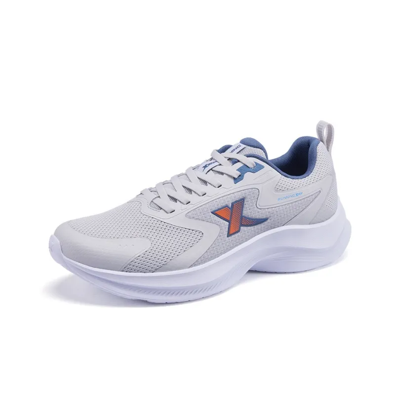 XTEP Hydrogen Wind Technology Cushioning Anti Slip Wear Resistant Breathability Low Top Running Shoes Men's Gray Blue-1