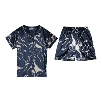 Flowers In Water Pajama Set Men's Indigo