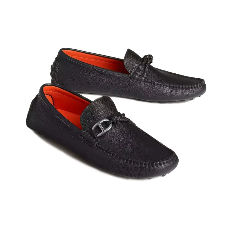 HERMES Alessandro Beanie Shoes Men's Black-3