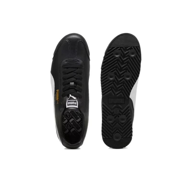 PUMA Roma 24 Anti Slip Wear Resistant Low Top Running Shoes Unisex Black White-3