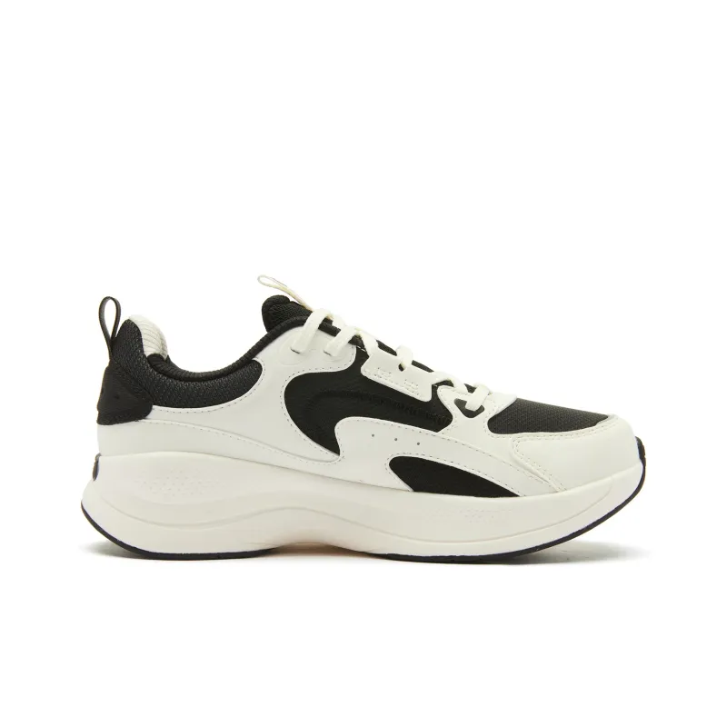 QIAODAN Wear Resistant Low Top Running Shoes Women's White Black-1