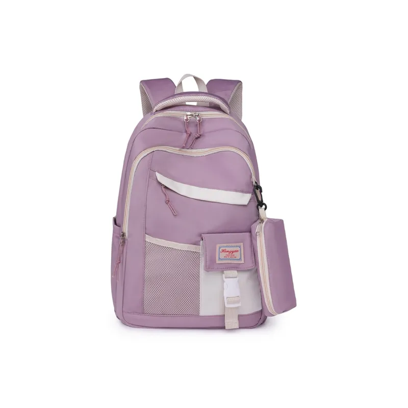 GEERDUN Water Repellent Fabric Backpack Unisex Black/Purple/Blue/Green/Pink-2